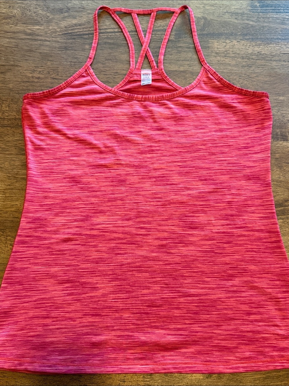 Roxy Heathered Pink Crisscross Racerback Tank
